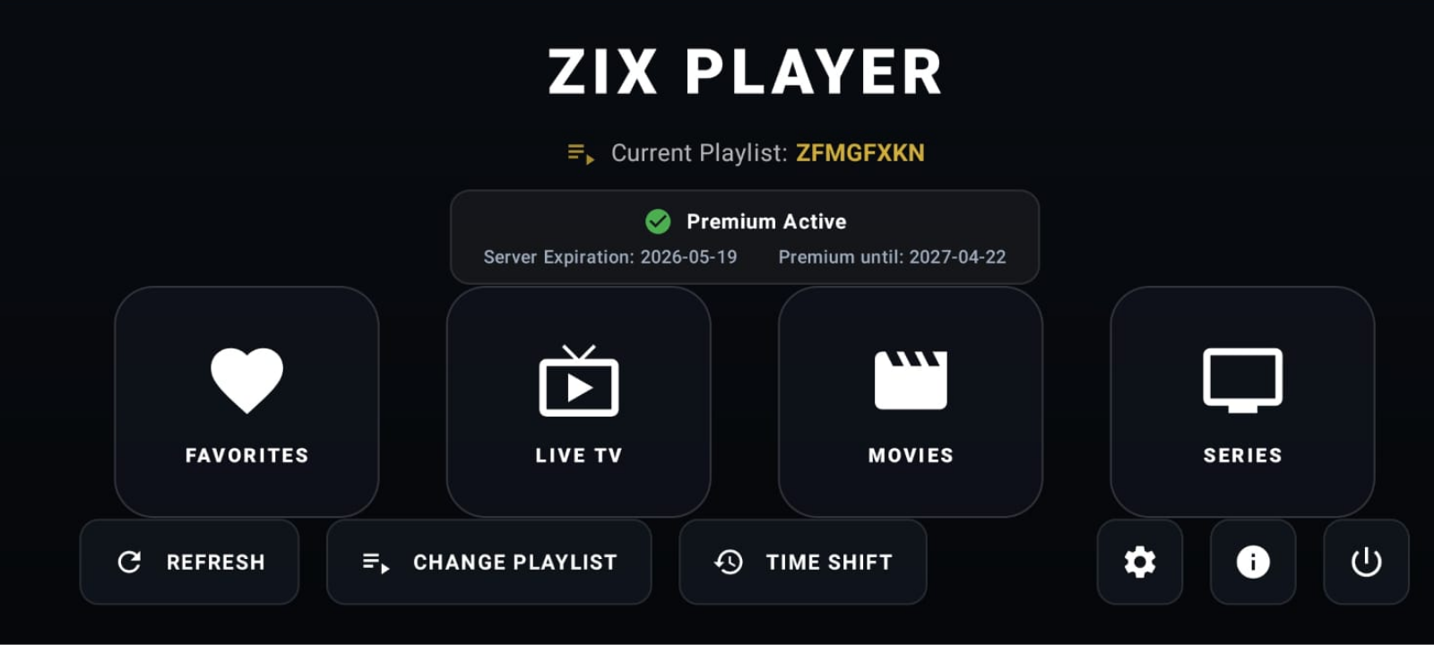 ZIX PLAYER dashboard interface